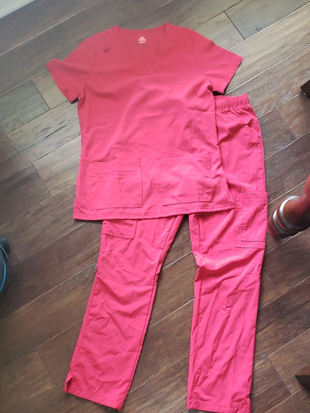 Women's Bright Pink Pajama Set - Two-Piece Scrub-Style Pants & Top